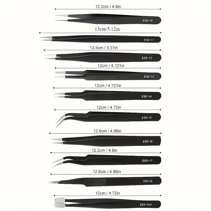 10Pcs ESD Anti‑Static Tweezers - Diy Electronics Components Kit review and price